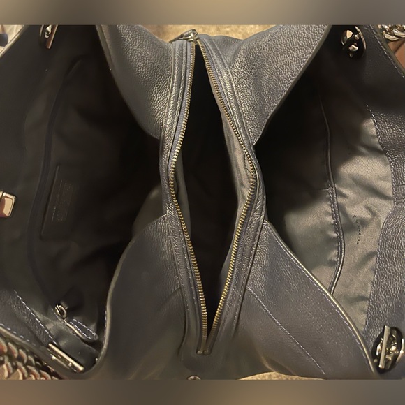 Coach Edie Dark Navy Blue Leather Turnlock Shoulder Bag - Picture 7 of 8